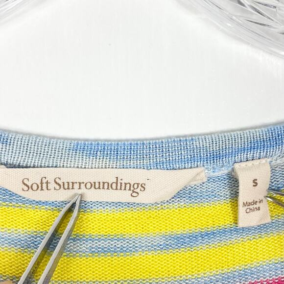 NWOT SOFT SURROUNDINGS Sweater S  Rainbow Stripe Multicolor Knit”Oasis” - Picture 4 of 9